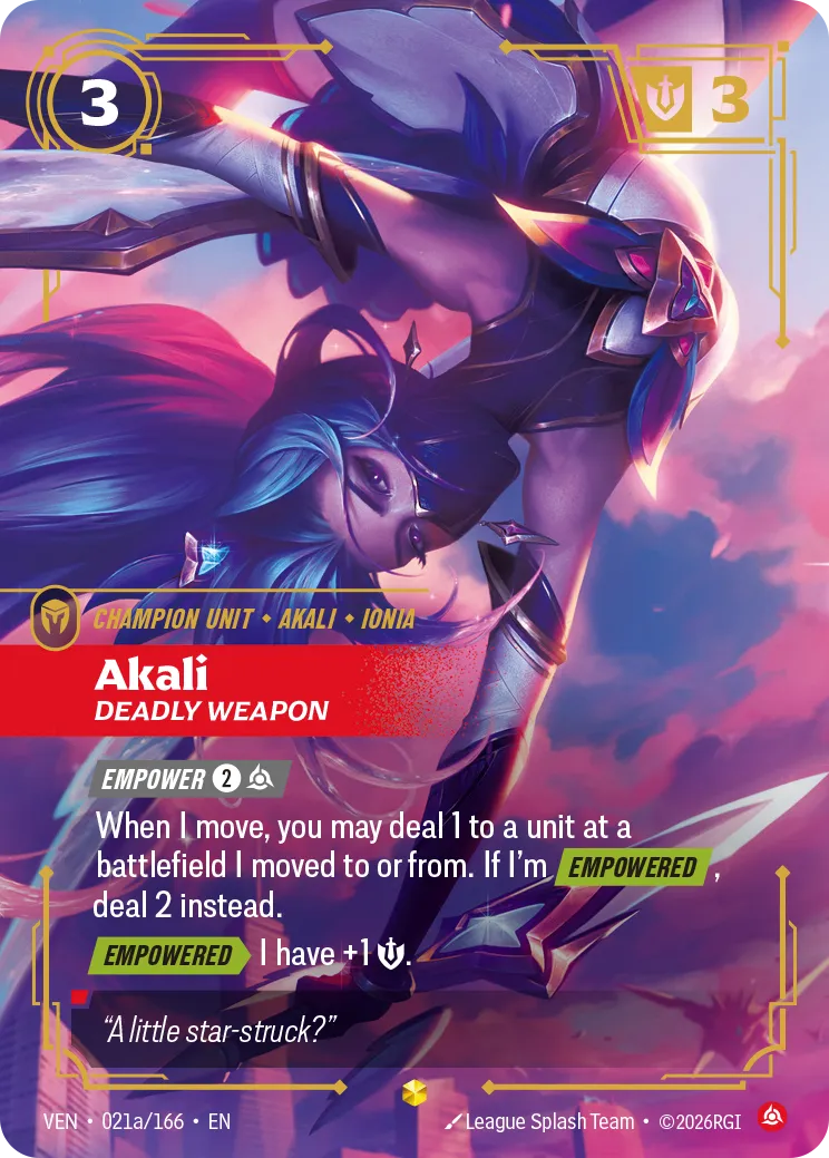Akali - Deadly Weapon (Alternate Art) VEN-021a – Vendetta