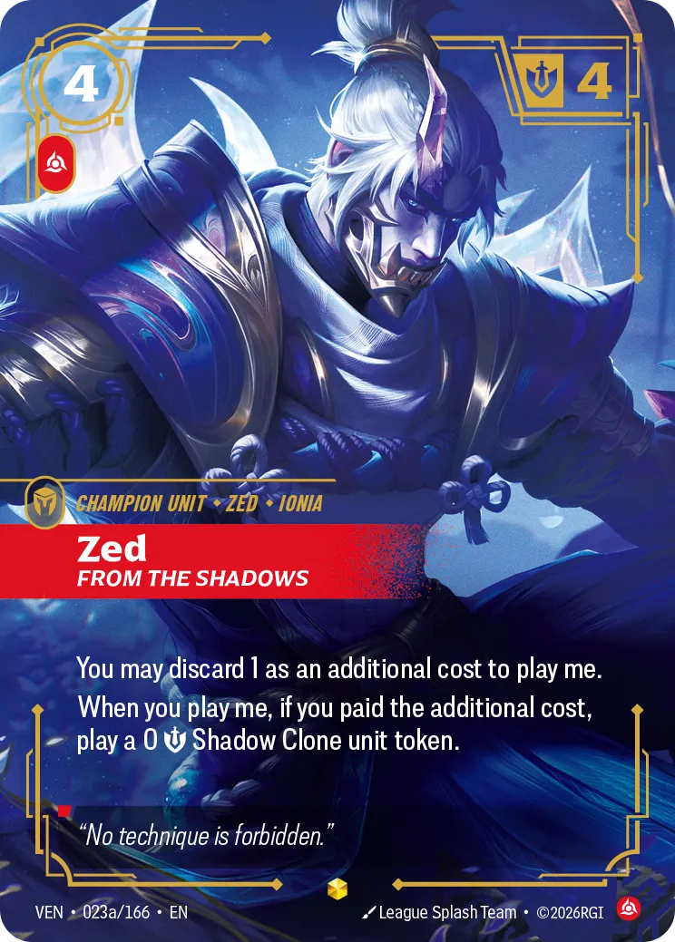 Zed - From the Shadows (Alternate Art) VEN-023a – Vendetta