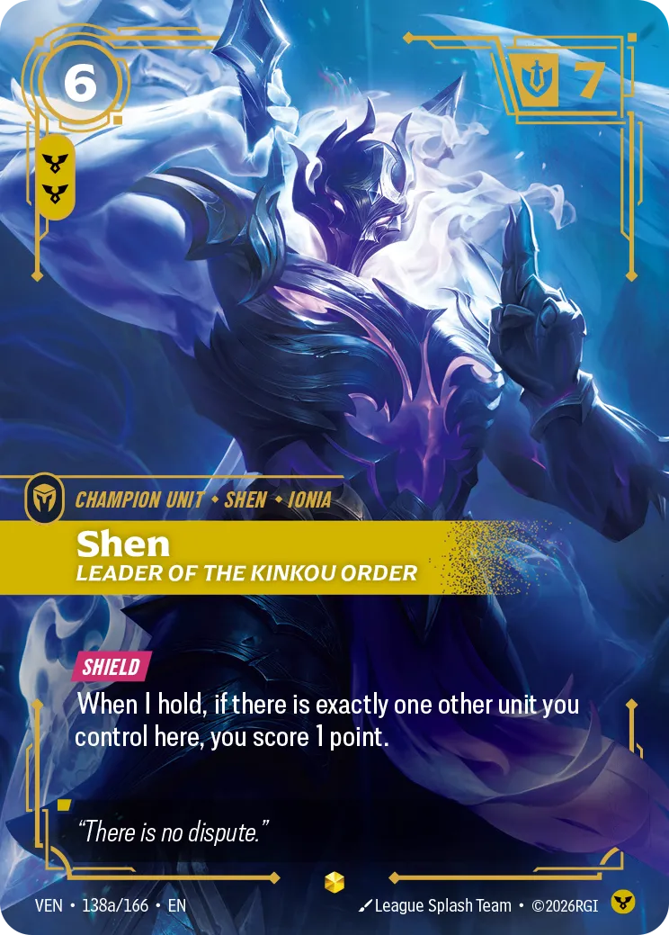 Shen - Leader of the Kinkou Order (Alternate Art) VEN-138a – Vendetta